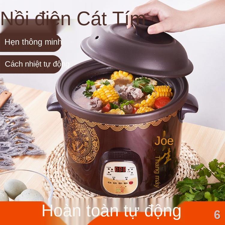 Xfull Nồi hầm điện cát tím đen tự động nồi cháo sức khỏe nồi cháo trẻ em nồi súp gốm sứ nồi hầm điện gia dụng