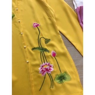 😍áo dài ba ba thêu sen cao cấp