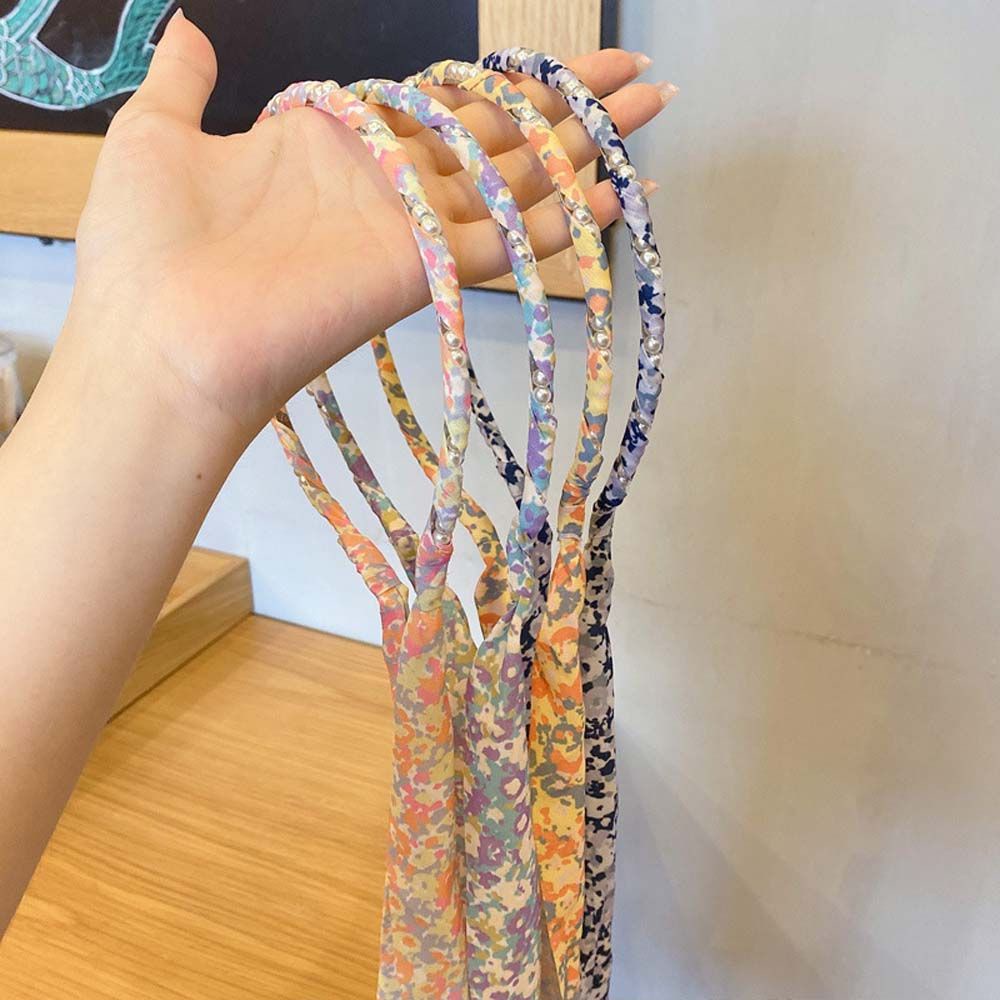 Cài tóc SKJK vải chiffon thắt nơ họa tiết hoa xinh xắn cho nữ