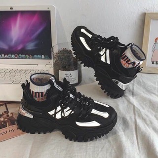 Giày sneaker độn đế Phản quang 2 quai khuy