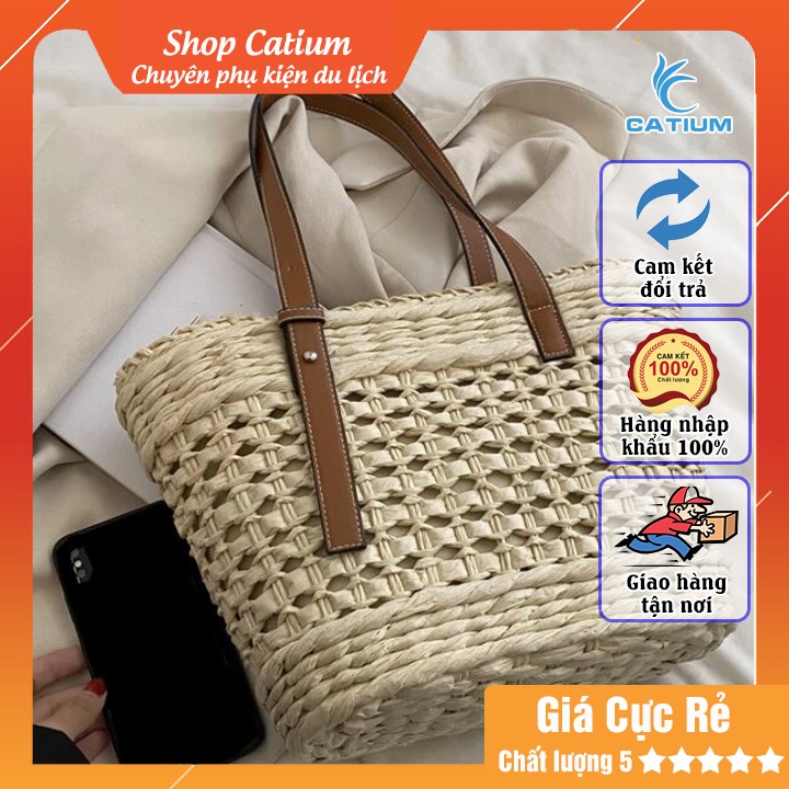 Túi Cói Đan Dây Da Được Yêu Thích Nhất - Phong Cách Vintage, Giao Hàng Nhanh 1h tại Đà Nẵng, Lỗi 1 Đổi 1