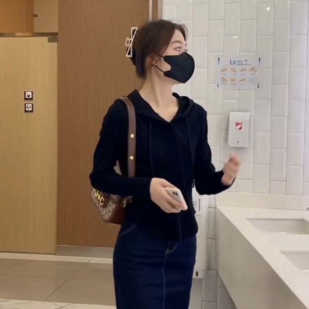 ZHELIHANGFEI Áo sơ mi dài tay kiểu dáng Hooded - áo sơ mi cạp cao gợi cảm
