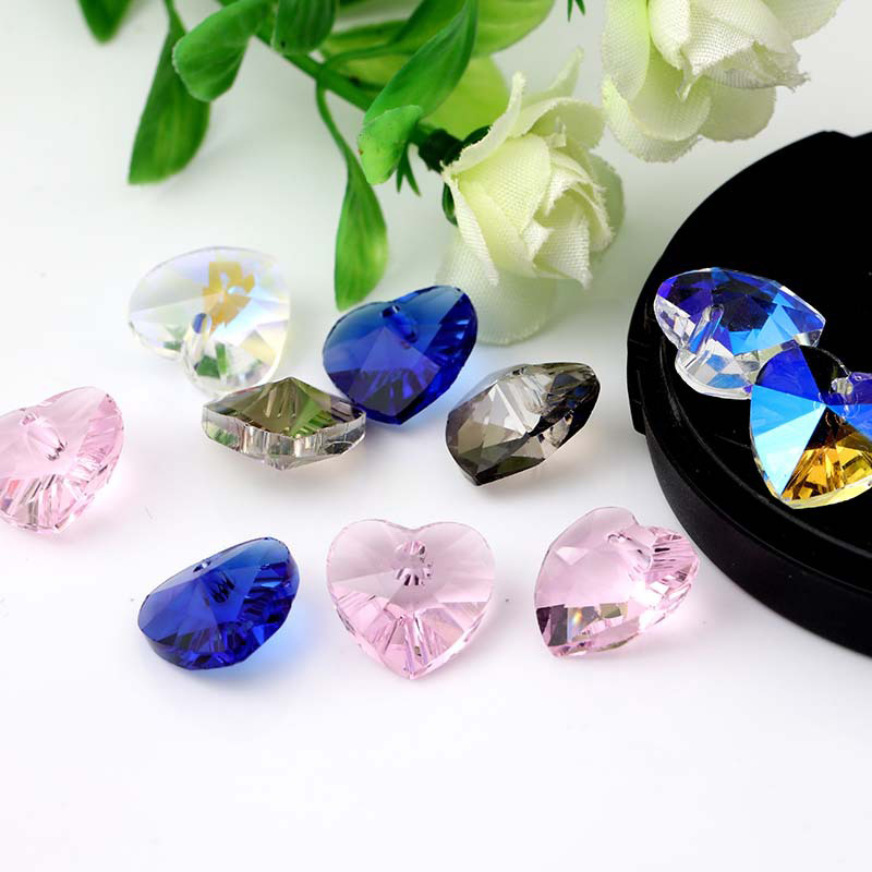 Set 10 mặt dây chuyền pha lê hình trái tim độc đáo sáng tạo