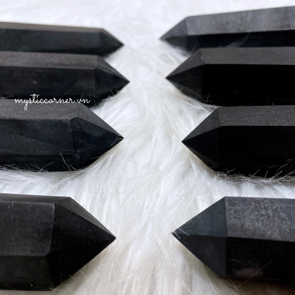 Trụ đá Shungite ngăn chặn bức xạ điện từ, đá năng lượng, đá thanh tẩy, đá phong thủy trong Tarot, Reiki