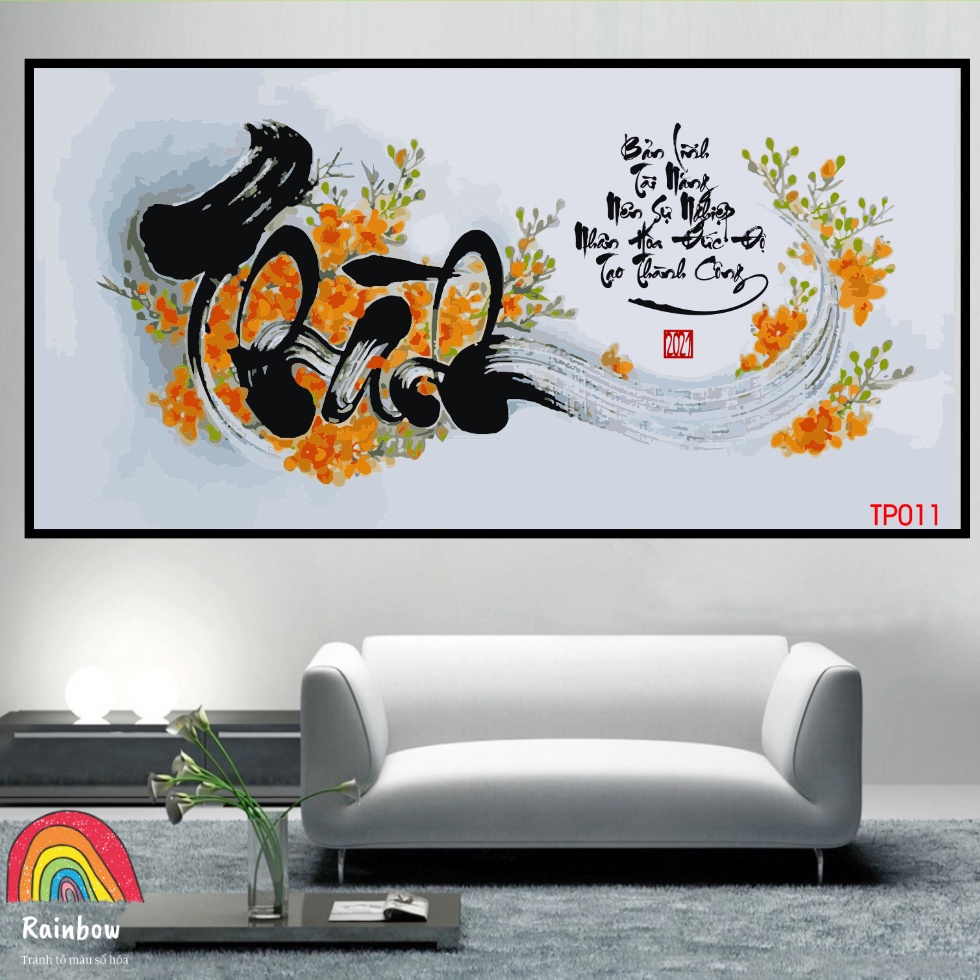 Tranh tô màu số hóa Rainbow Thư pháp TP011