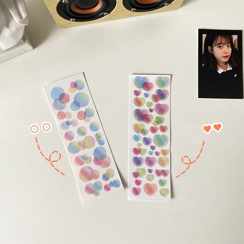Sticker PVC Trang Trí Toploader Rainbow Bubble Heart