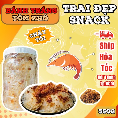 Bánh Tráng Tôm Cháy Tỏi hộp 350g - Trai Đẹp Snack