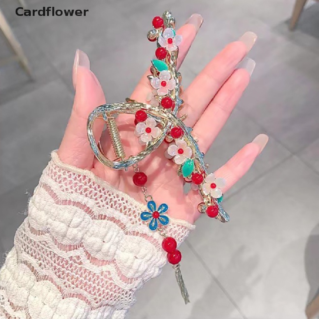 < Cardflower > Kẹp Tóc Càng Cua Hoa Hợp Kim Đính Ngọc Trai Phong Cách Trung Quốc Retro Cho Nữ