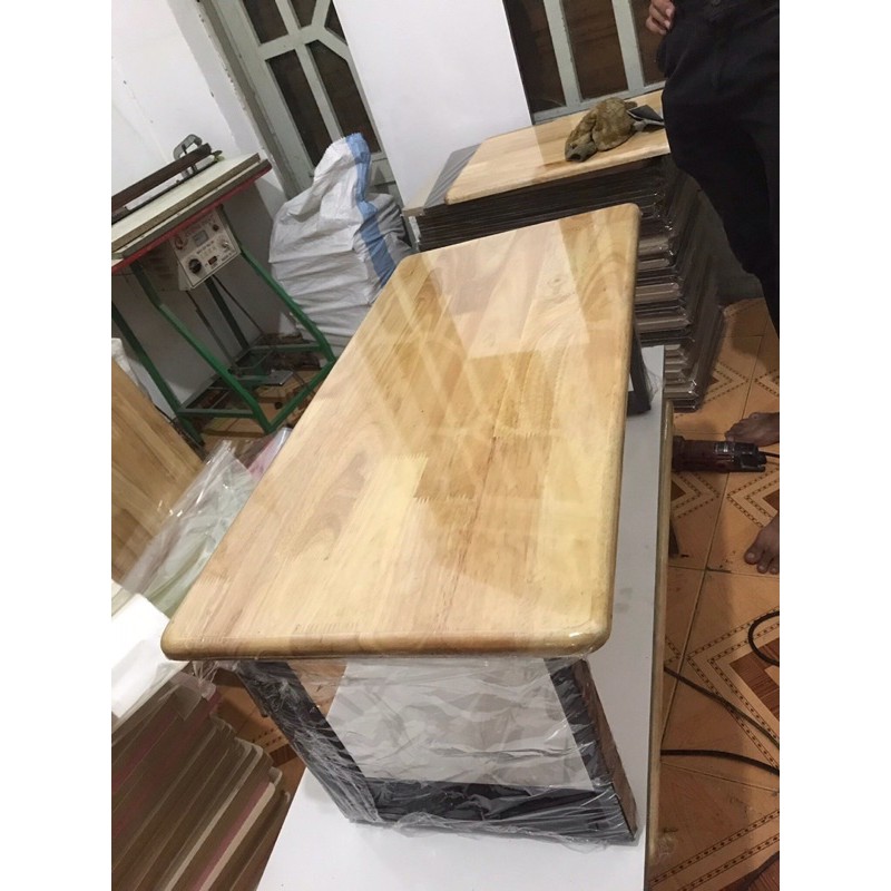 Bàn Gỗ chân Sắt (GIẢM NGAY 15K)ngồi Bệt bo tròn viền cạnh 40*80*35 | BigBuy360 - bigbuy360.vn