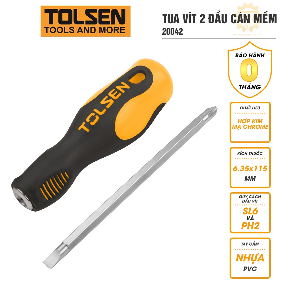 Tua vít 2 trong 1 hai đầu cán mềm 6x135mm TOLSEN 20042