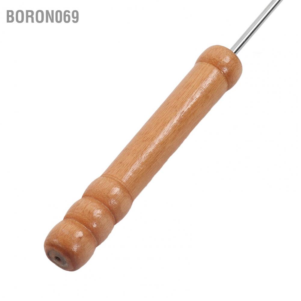 Boron069 Boron069 Nĩa nướng 3 cái Thanh bằng thép không gỉ đa chức năng với tay cầm gỗ sồi để cắm trại BBQ ngoài trời 47 2cm