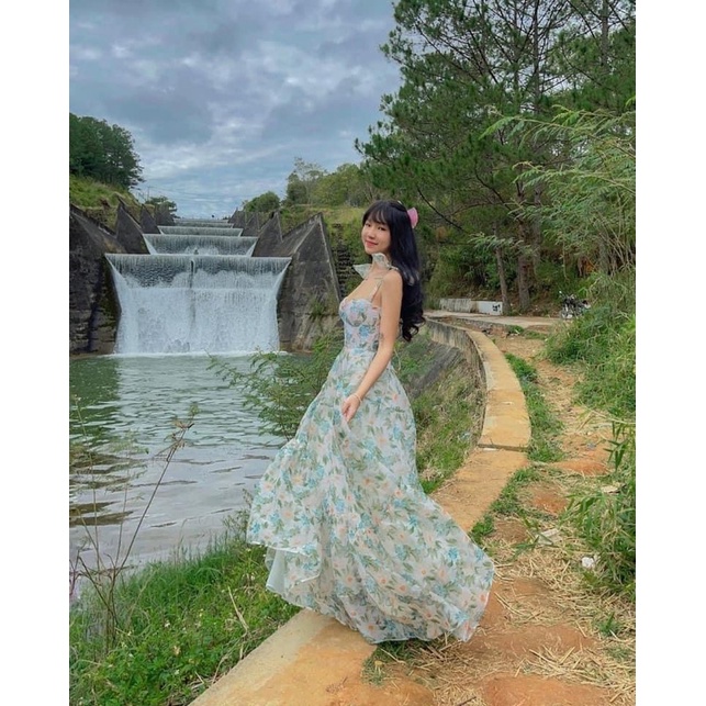ĐẦM  MAXI  IN HOẠ TIẾT HOA SIÊU XINH, ĐI TIỆC, ĐI BIỂN, ĐI CHƠI, CHỤP PHOTO NÀNG THƠ