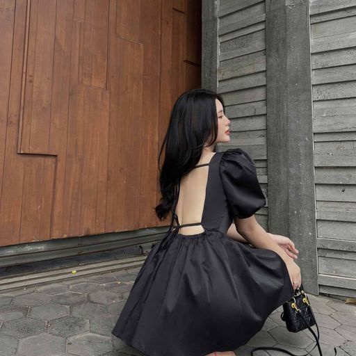 Đầm Ngắn Nữ Back Cut Out , Chất Vải Kaki Ướt Thoải Mái , WDN000188 ,SOMEHOW