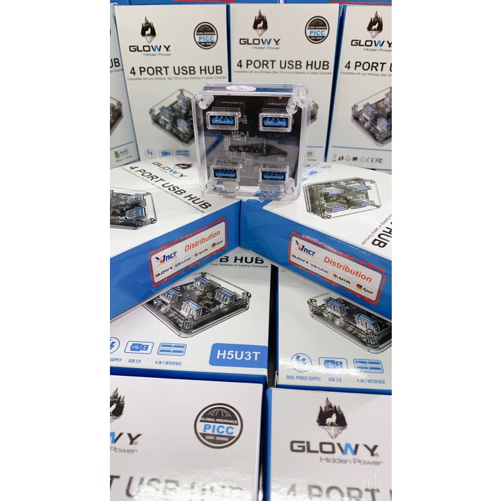 Hub USB 3.0 GLOWY H5U3T Chia 4 cổng, tốc độ cao - Cổng chia USB , Bảo Hành 12 Tháng !!!