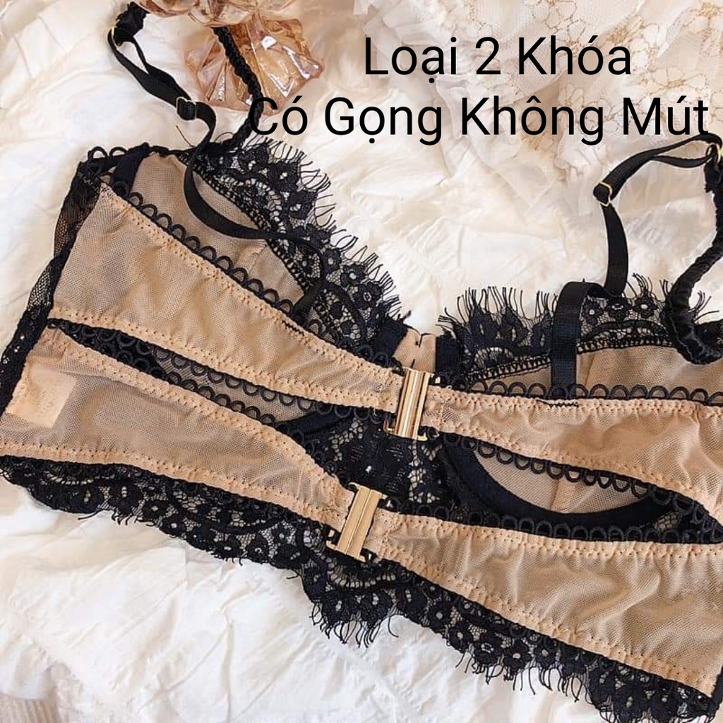 Áo Bra Ren Nữ Hàng Cúc Lụa Có Gọng Nâng Ngực Tặng Quần Chip Ren | BigBuy360 - bigbuy360.vn