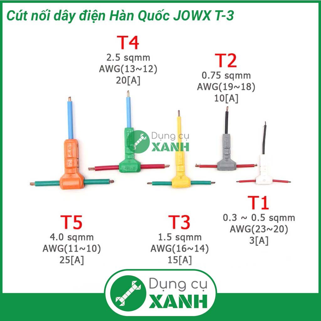 Đầu nối nhanh dây điện T-3 JOWX Hàn Quốc