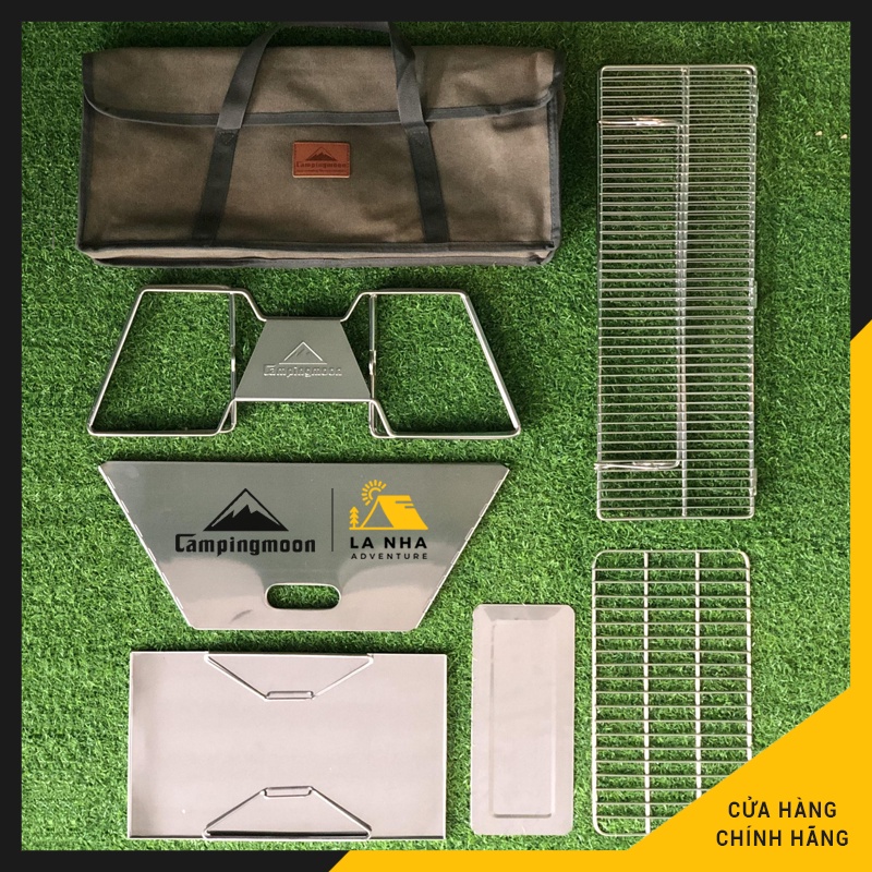 Bếp nướng than hoa CAMPINGMOON, bếp nướng bba dã ngoại gấp gọn MT-3 Chính hãng Là Nhà