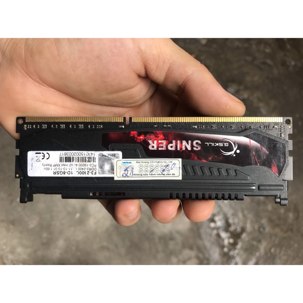 ram cho máy tính bàn ddr3 Gskill Sniper 4GB 2400 bus 19200 pc3 tản nhiệt đen decktop PC memory g.skill