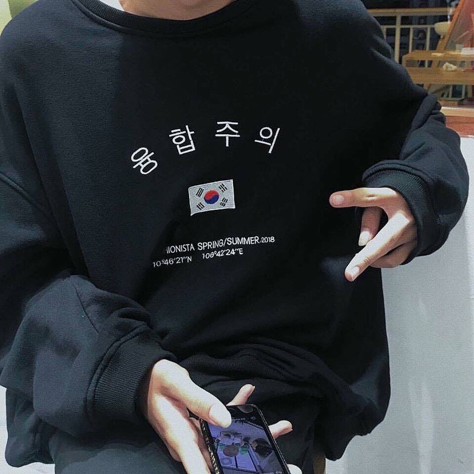 Áo sweater nỉ form rộng unisex Cờ Hàn Quốc, thời trang nam nữ ulzzang Wind | BigBuy360 - bigbuy360.vn