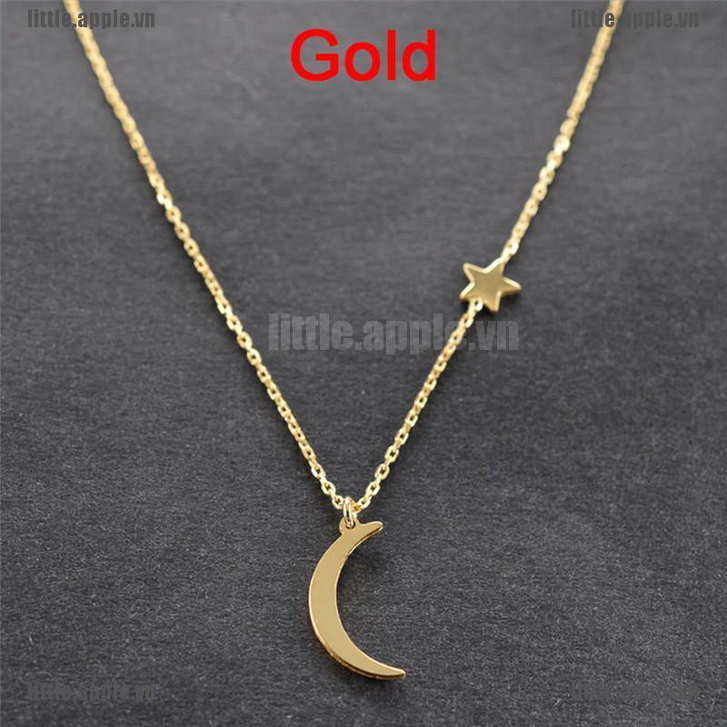 [Little] Moon Star Pendant Necklace Choker Necklace Gold Silver Long Chain Women Jewelry [VN]