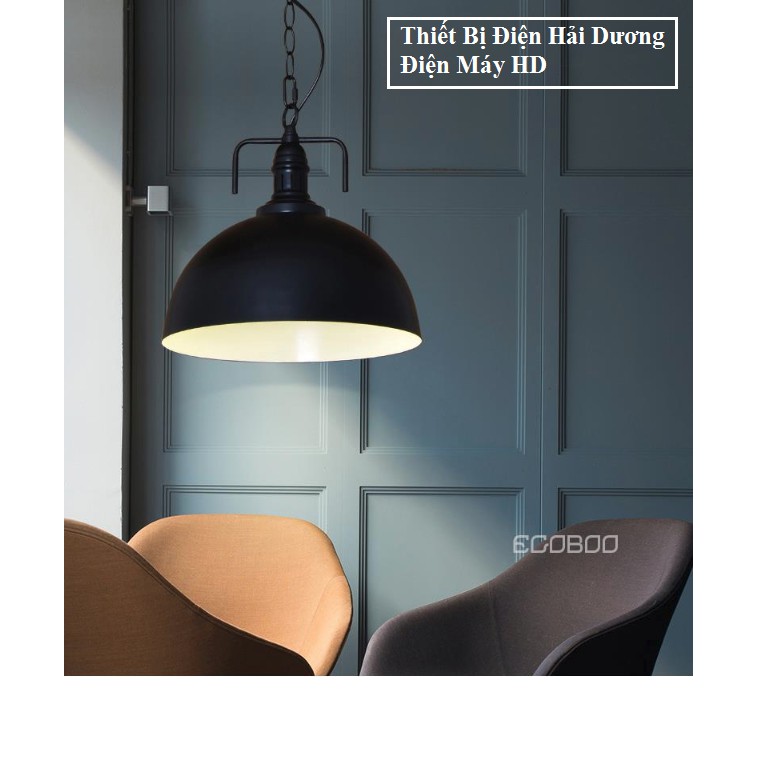 Chao thả trần chao dầu dây xích cổ điển D300 (Đen) - Đường kính chao đèn 30cm - Bảo hành 12 tháng