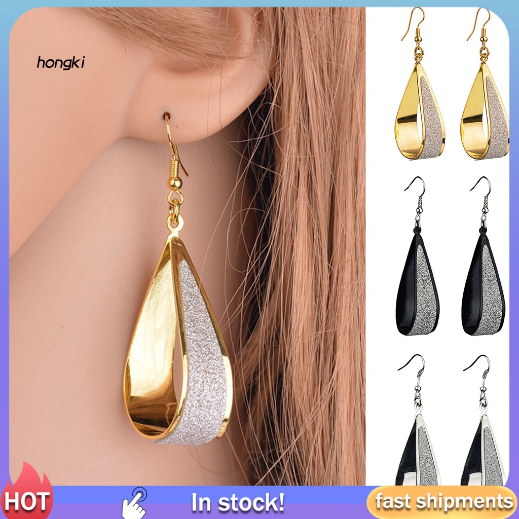 Bông Tai Hợp Kim Hình Giọt Nước Rỗng Đơn Giản Cho Nữ