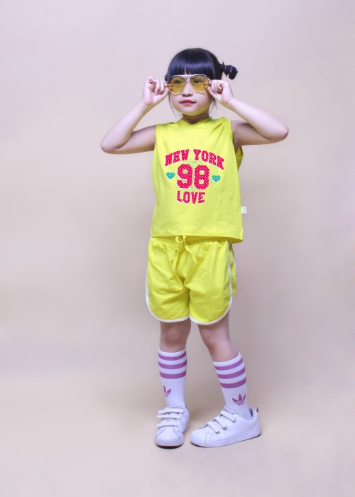 Bộ đồ thun thời trang Jadiny màu vàng cho bé gái