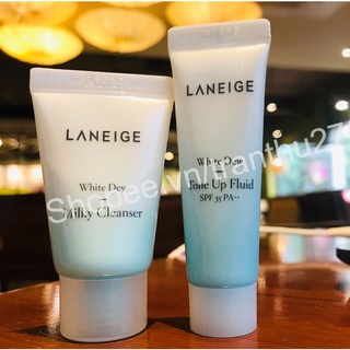 Bộ đôi dưỡng trắng Laneige White Dew ToneUp Fluid 10ml & Laneige White Dew Milky Cleanser 10ML