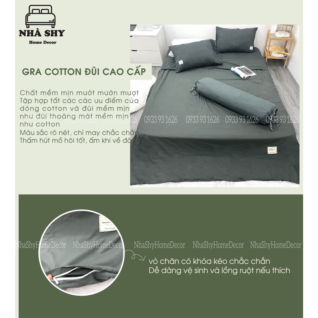 Trọn Bộ Chăn Ga Gối Cotton Tici - Set Vỏ Chăn - Màu Trơn - Phong Cách Hàn Quốc