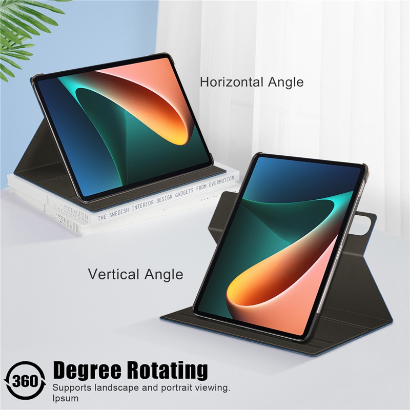 Bao Da Máy Tính Bảng Nắp Lật Nam Châm Kiêm Giá Đỡ Xoay 360 Độ Có Ngăn Đựng Bút Cho Xiaomi Pad 5 2021 Xiao Mipad 5 Pro Ốp