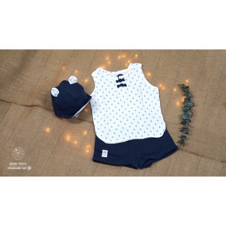 Bộ ba lỗ, quần đùi Hrnee - SIZE 3-18M