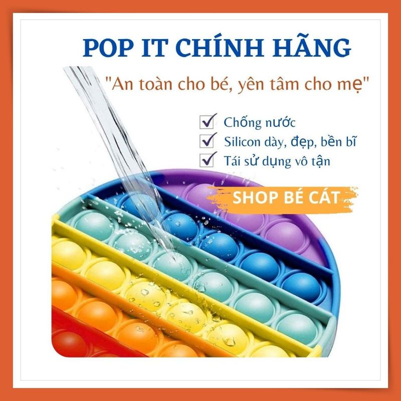 Pop It Cao Cấp Chính Hãng Silicon Đồ Chơi Bấm Bóng Cầu Vòng Dày Đẹp Vân Nổi Thư Giãn Xả Stress Shop BÉ CÁT