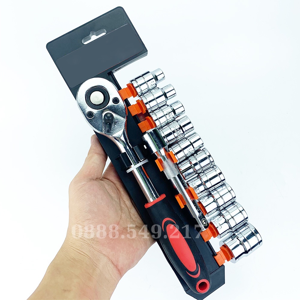 Bộ tuýp sửa chữa - bộ khẩu 1/2 và 1/4 cần tự động 12 chi tiết thép CRV cao cấp, siêu bền chất lượng cao