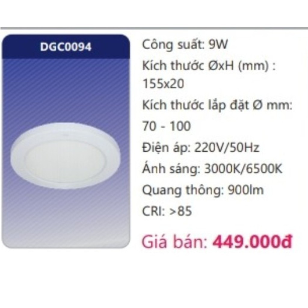 Đèn Led Panel cảm biến 12W DGC0124