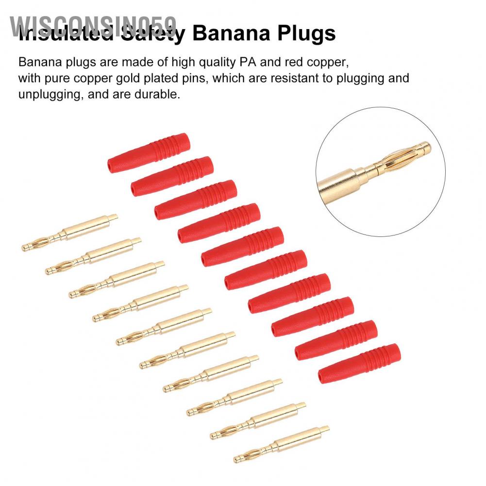 Wisconsin059 10pcs Banana Plugs Gold Plated 2mm Male Connector Insulated Metal with Housing for Testing Equipment