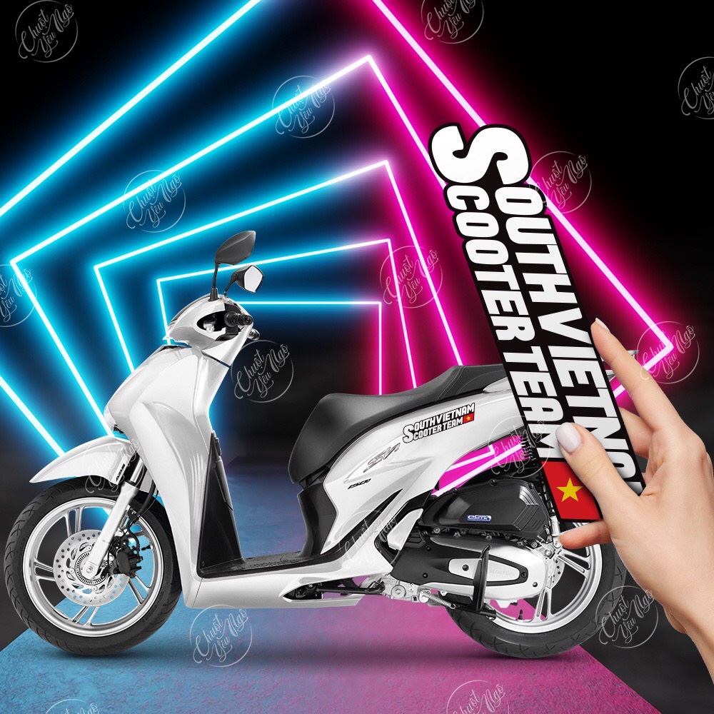 Tem logo decal tem sticker SOUTH/VIETNAM/SCOOTER/TEAM hội nhóm xe tay gas dán trang trí xe máy NT 62