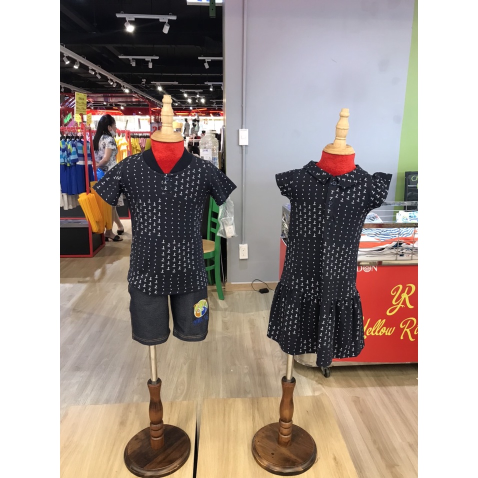 Váy đầm Polo xanh đen cho bé gái chất cotton thoáng mát có họa tiết neo nhỏ GD050710PXN