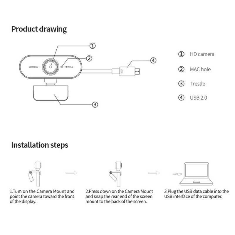 Webcam Full Hd 1080p Kèm Micro Cho Pc Mac Laptop | BigBuy360 - bigbuy360.vn