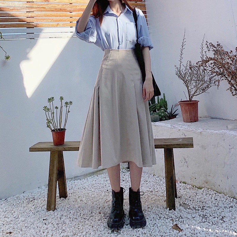 [HÌNH THẬT ĐỘC QUYỀN TỪ TOS.CLOSET] Chân váy xếp ly Hàn dáng dài chân váy midi dạo phố | BigBuy360 - bigbuy360.vn