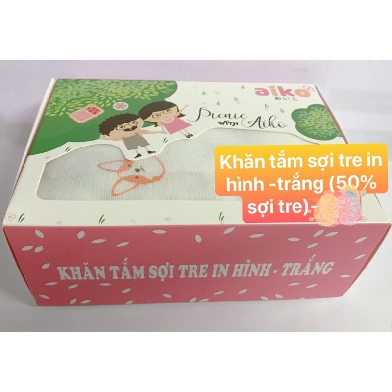 [Hàng xuất Nhật - Dành cho da Bé] Khăn Tắm Sợi Tre Aiko siêu mềm mượt in hình ngộ nghĩnh