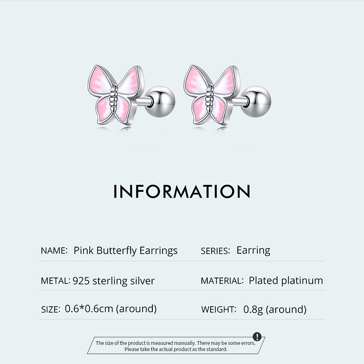 Bông tai BAMOER SCE1495 bạc 925 hình bướm đính đá dễ thương