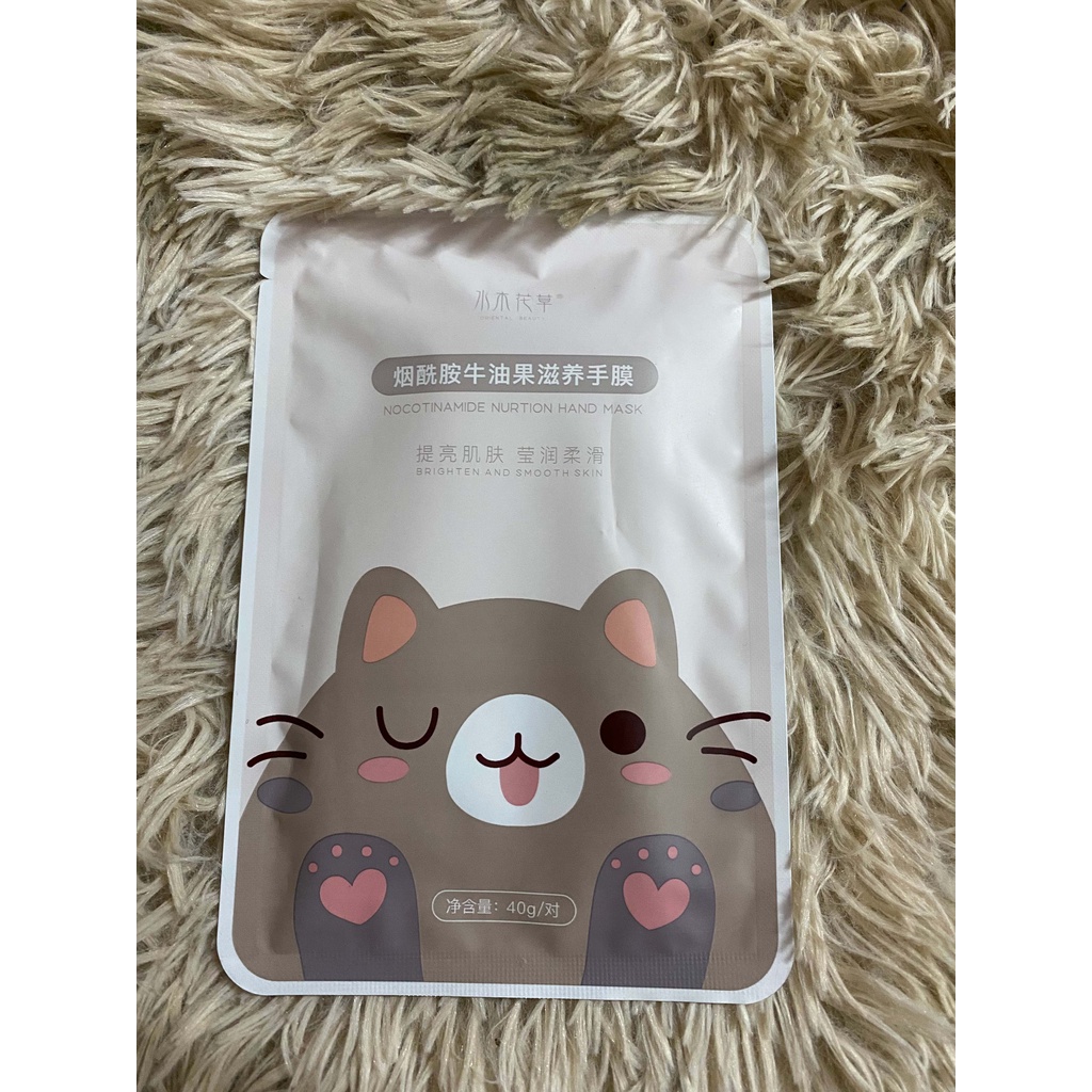 (CAO CẤP) Mặt Nạ Ủ Tay Giúp Dưỡng Ẩm Làm Trắng Da Tay Bảo Vệ Da Mềm Mại Chống Lão Hoạ Tiết Chân Mèo Siêu Cute