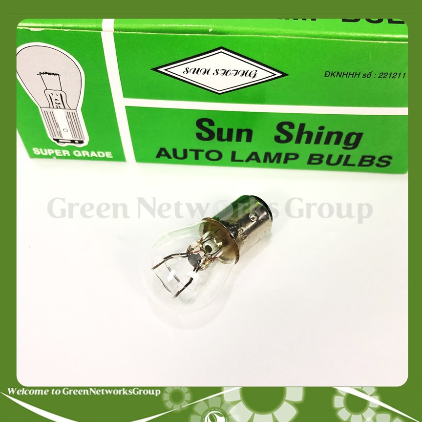 Bóng đèn hậu, đèn hậu xe máy 21W dây tóc Halogen sáng vàng 12V 21/6CP Bảo Hành 12T - 1 Bóng sun shing GreenNetworks