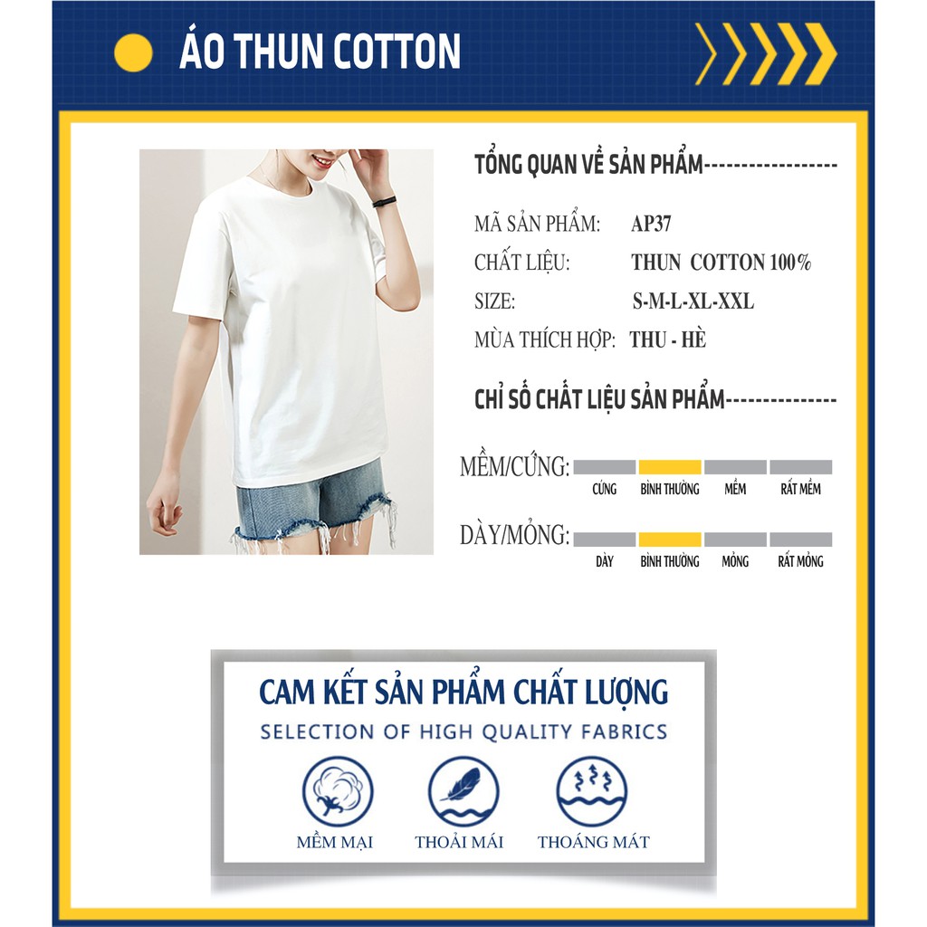 AP37 - Áo thun nữ cotton thời trang màu trắng không hình in, làm đồ đi chơi, đồ mặc nhà, đồ ngủ. Áo phong nữ mùa hè.