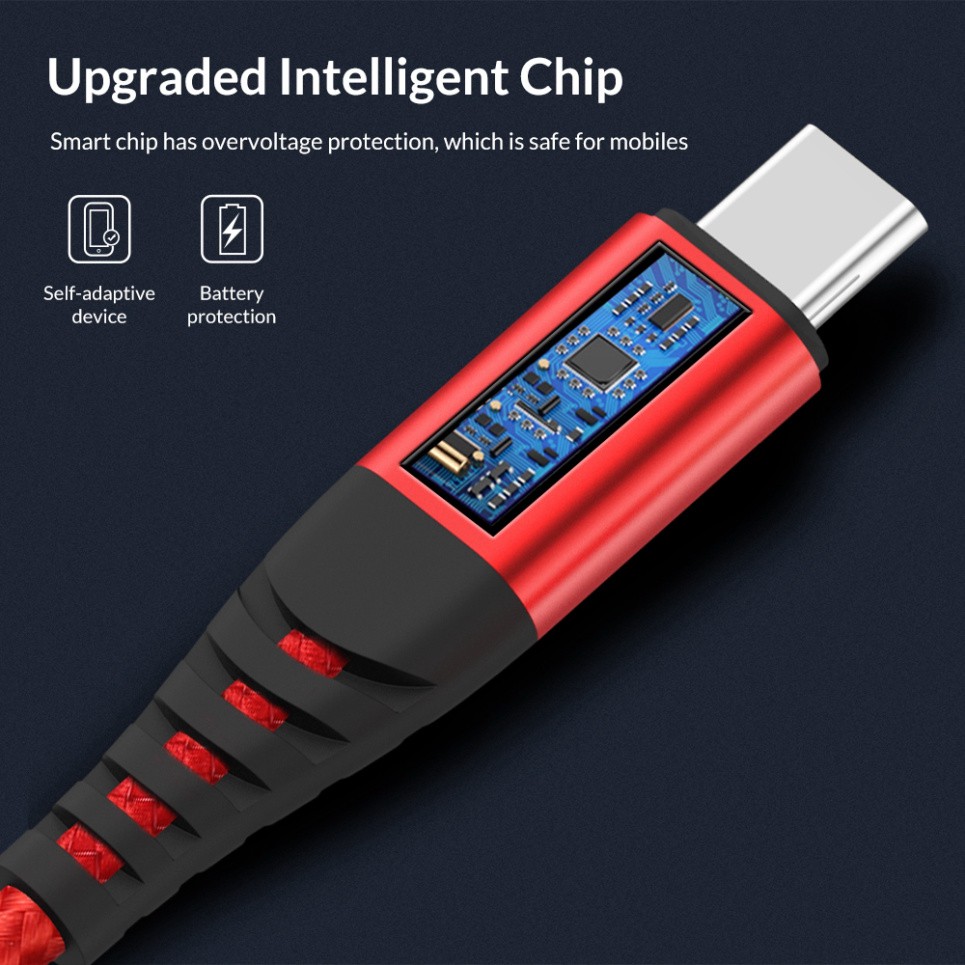 Sale 69% Cáp sạc USB dây bện nylon 1m cho iPhone 6 / 6s / 7/ 7plus /8 /8plus/ X, Red Giá gốc 42000đ- 20F109-2