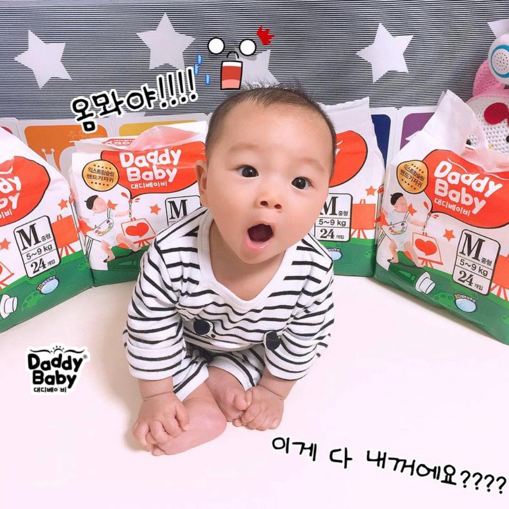 Combo 2-3 bịch Bỉm DADDY BABY Nội Địa Hàn Siêu Mỏng,Siêu Thấm Hút Dán/Quần S28/M24/L20/XL18 L22/XL18/XXL17