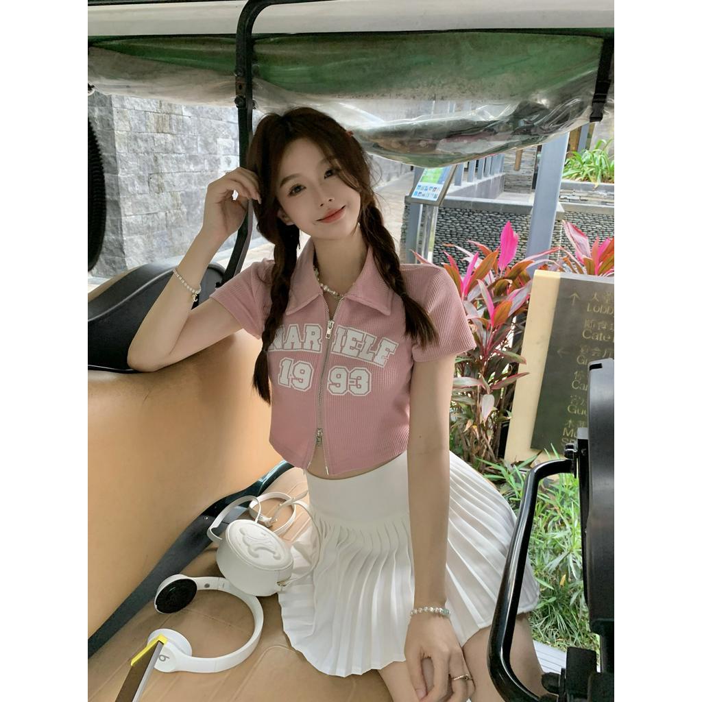 Áo cardigan Ngắn Có Khóa Kéo Phong Cách retro Cho Nữ