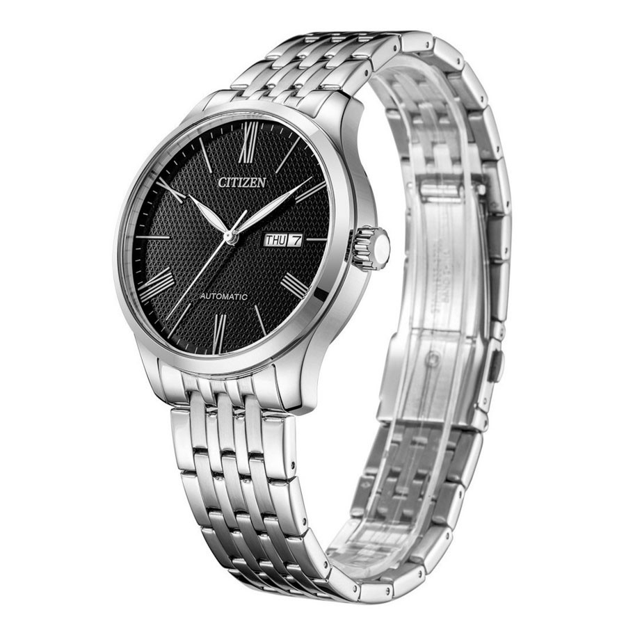 [Mã FARSBR243 giảm 15% đơn 249K] Đồng Hồ Citizen Nam Dây Kim Loại Máy Cơ-Automatic NH8350-59E - Mặt Đen (40mm)