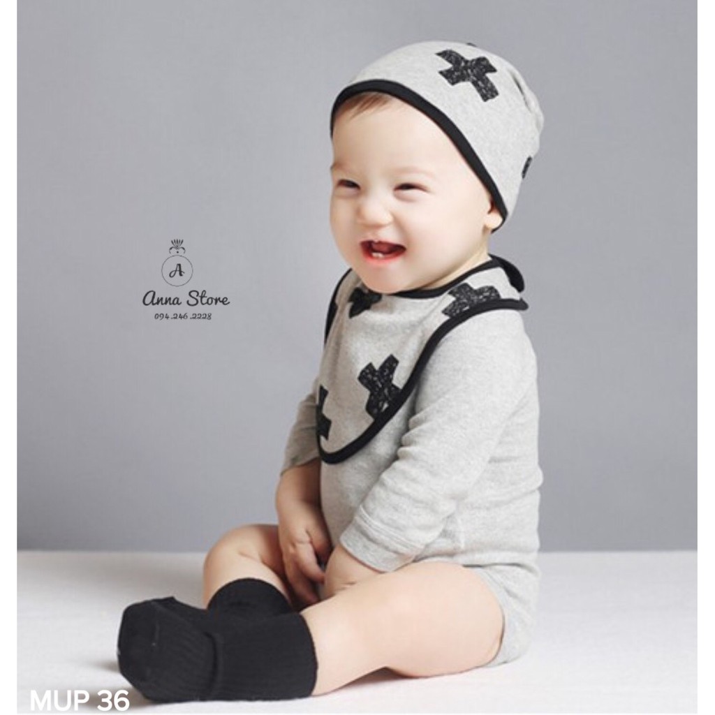 MUP 36: Set mũ kèm yếm cho bé trai 4-12m