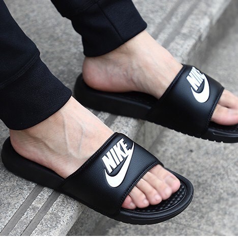 [Mã FAMAYMA giảm 10K đơn 50K] Dép quai ngang siêu nhẹ Nike-đen-xám đủ size phù hợp nam nữ